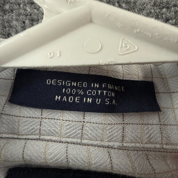 Faconnable All Cotton USA XL Check Gray Pocket Long Sleeve Shirt Men Button Up - Picture 12 of 14